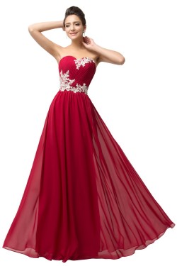 A-Line Sweetheart Beaded Long Pink Chiffon Prom Evening Formal Dresses ED011616