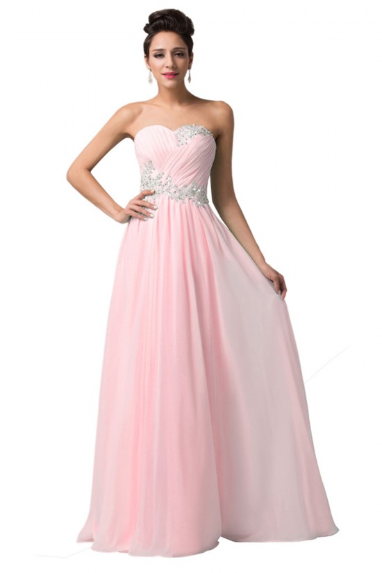 A-Line Sweetheart Beaded Long Pink Chiffon Prom Evening Formal Dresses ED011616 A-Line Sweetheart Beaded Long Pink Chiffon Prom Evening Formal Dresses ED011616