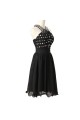 A-Line Beaded Short Black Chiffon Prom Evening Bridesmaid Dresses ED011618