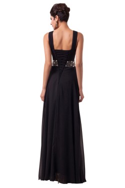 Beaded Long Black Chiffon Prom Evening Formal Dresses ED011620