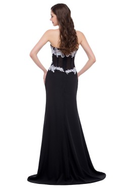 Elegant Sweetheart Split-Front Long Black Chiffon Prom Evening Formal Dresses ED011625