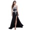 Elegant Sweetheart Split-Front Long Black Chiffon Prom Evening Formal Dresses ED011625