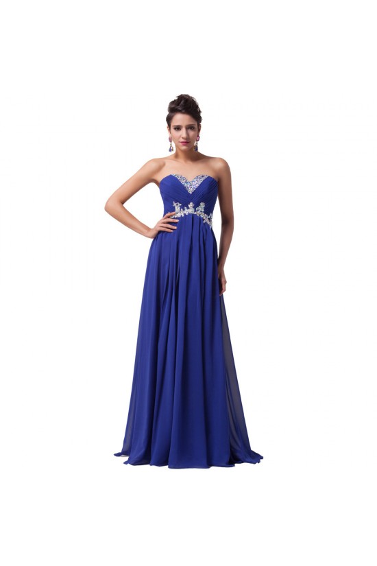 A-Line Sweetheart Beaded Long Chiffon Prom Evening Formal Dresses ED011626