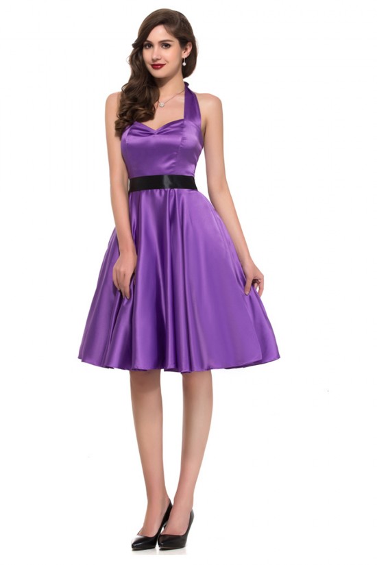 A-Line Halter Short Satin Prom Evening Bridesmaid Dresses ED011627 A-Line Halter Short Satin Prom Evening Bridesmaid Dresses ED011627