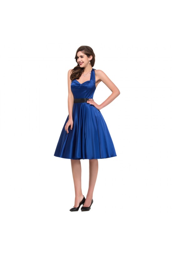 A-Line Halter Short Satin Prom Evening Bridesmaid Dresses ED011627 A-Line Halter Short Satin Prom Evening Bridesmaid Dresses ED011627