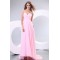 A-Line Sweetheart Pleated Long Pink Chiffon Prom Evening Formal Party Dresses ED010163