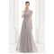 A-Line Cap-Sleeve Lace and Chiffon Long Mother of the Bride Dresses Evening Formal Dresses ED011633