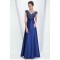 A-Line V-Neck Cap-Sleeve Long Blue Prom Evening Formal Dresses ED011638
