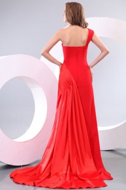 Long Red One-Shoulder Prom Evening Formal Party Dresses ED010164