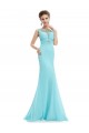 Trumpet/Mermaid Beaded Long Blue Chiffon Prom Evening Formal Dresses ED011640