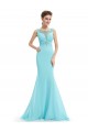 Trumpet/Mermaid Beaded Long Blue Chiffon Prom Evening Formal Dresses ED011640