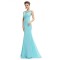 Trumpet/Mermaid Beaded Long Blue Chiffon Prom Evening Formal Dresses ED011640