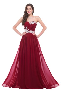 A-Line Sweetheart Beaded Long Pink Chiffon Prom Evening Formal Dresses ED011641