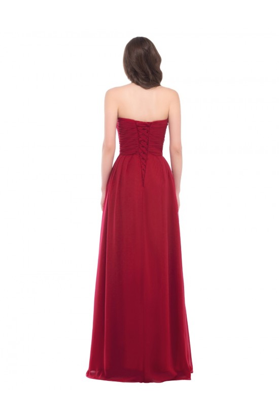 A-Line Sweetheart Beaded Long Pink Chiffon Prom Evening Formal Dresses ED011641