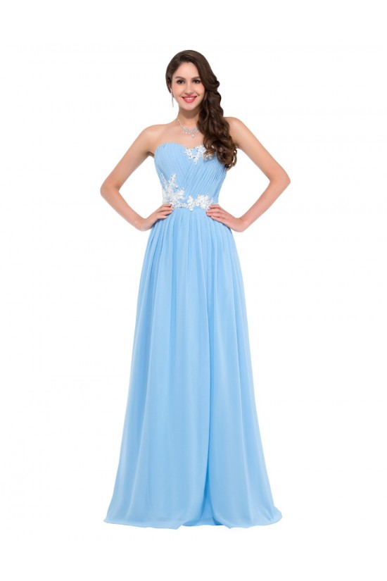 A-Line Sweetheart Beaded Long Pink Chiffon Prom Evening Formal Dresses ED011641