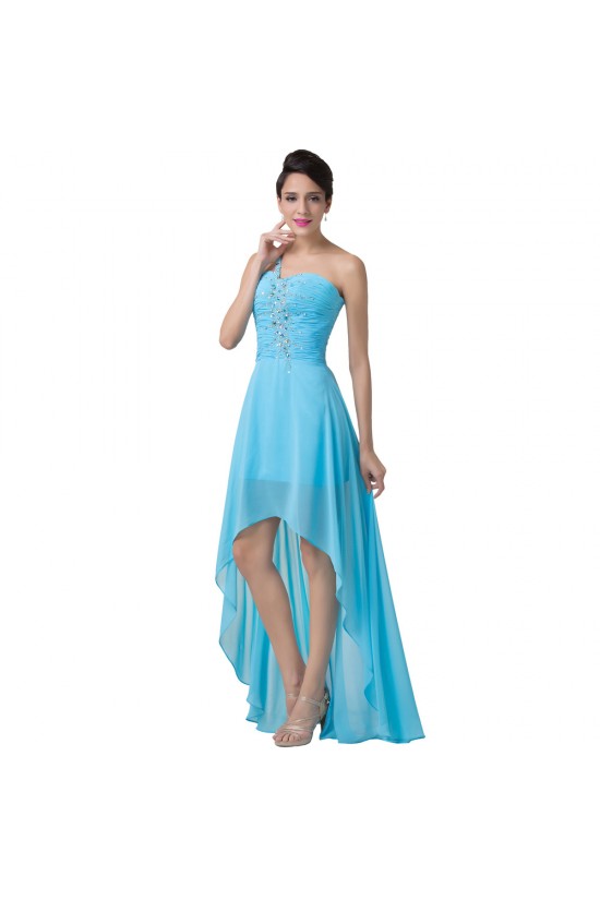 High Low One-Shoulder Short Beaded Chiffon Prom Evening Formal Dresses ED011642 High Low One-Shoulder Short Beaded Chiffon Prom Evening Formal Dresses ED011642