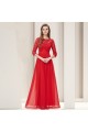 A-Line Half Sleeve Long Black Lace and Chiffon Prom Evening Formal Dresses ED011645