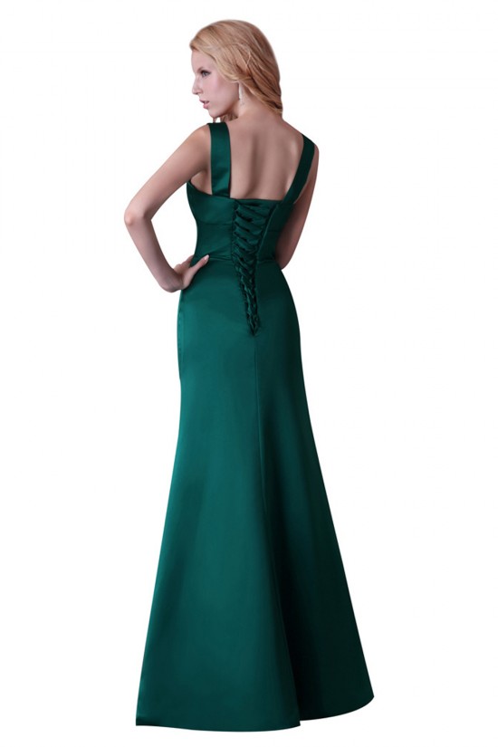 Long Green Satin Prom Evening Bridesmaid Dresses ED011646