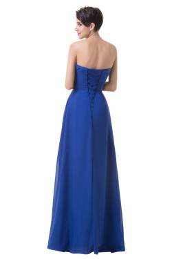 A-Line Sweetheart Long Blue Chiffon Prom Evening Bridesmaid Dresses ED011647