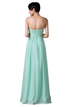 A-Line Sweetheart Long Mint Green Chiffon Prom Evening Bridesmaid Dresses ED011648
