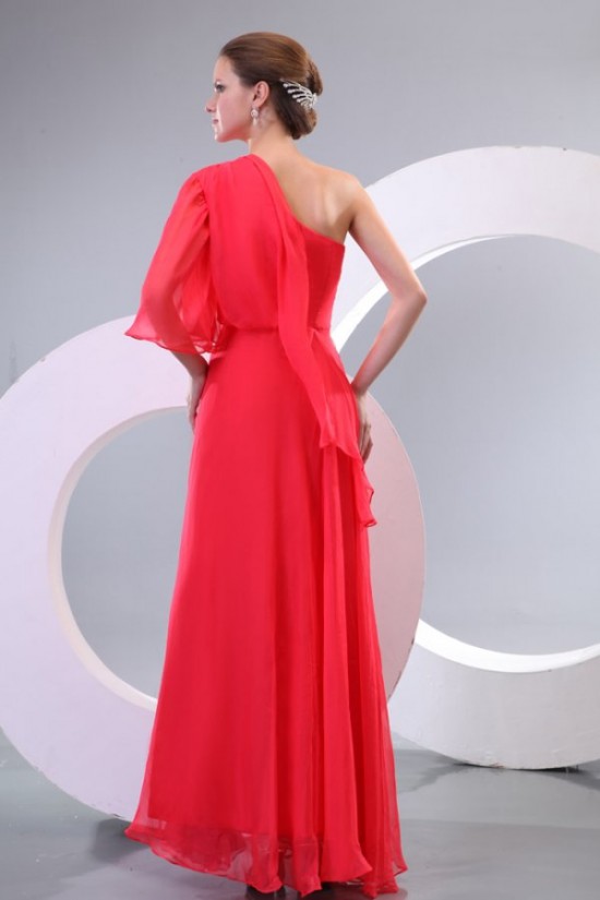 Long Red One-Shoulder Chiffon Prom Evening Formal Party Dresses ED010165 Long Red One-Shoulder Chiffon Prom Evening Formal Party Dresses ED010165