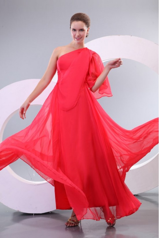 Long Red One-Shoulder Chiffon Prom Evening Formal Party Dresses ED010165 Long Red One-Shoulder Chiffon Prom Evening Formal Party Dresses ED010165