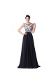 A-Line Beaded Long Black Chiffon Prom Evening Formal Dresses ED011651