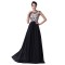 A-Line Beaded Long Black Chiffon Prom Evening Formal Dresses ED011651