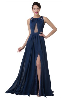 A-Line Split-Front Long Chiffon Prom Evening Formal Dresses ED011652