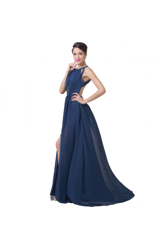 A-Line Split-Front Long Chiffon Prom Evening Formal Dresses ED011652