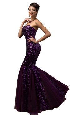 Trumpet/Mermaid Sweetheart Sequins and Tulle Long Prom Evening Formal Dresses ED011653