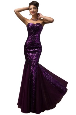 Trumpet/Mermaid Sweetheart Sequins and Tulle Long Prom Evening Formal Dresses ED011653