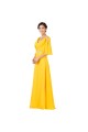 A-Line Beaded Long Yellow Chiffon Prom Evening Formal Dresses ED011655