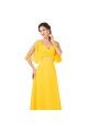 A-Line Beaded Long Yellow Chiffon Prom Evening Formal Dresses ED011655
