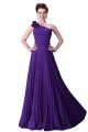 A-Line One-Shoulder Pleated Long Blue Chiffon Prom Evening Bridesmaid Dresses ED011656