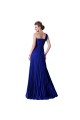 A-Line One-Shoulder Pleated Long Blue Chiffon Prom Evening Bridesmaid Dresses ED011656