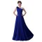 A-Line One-Shoulder Pleated Long Blue Chiffon Prom Evening Bridesmaid Dresses ED011656