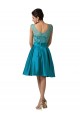 A-Line Bateau Lace and Satin Short Prom Evening Formal Bridesmaid Dresses ED011657