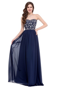 Elegant A-Line Sweetheart Beaded Long Chiffon Prom Evening Formal Dresses ED011662