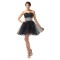 A-Line Sweetheart Beaded Short Tulle Black Prom Evening Cocktail Dresses ED011666