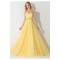 A-Line Bateau Long Yellow Chiffon Prom Evening Formal Dresses ED011667