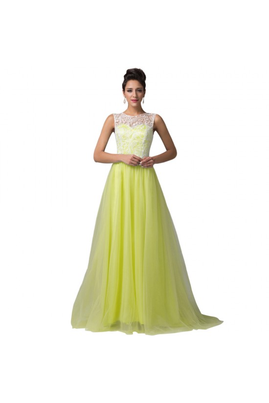 A-Line Bateau Mint Green Lace Long Prom Evening Formal Dresses ED011668