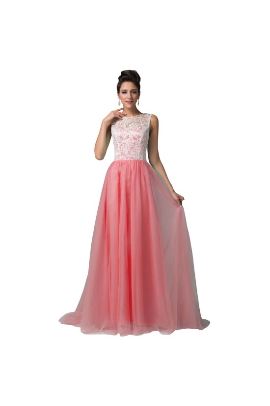 A-Line Bateau Mint Green Lace Long Prom Evening Formal Dresses ED011668