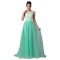 A-Line Bateau Mint Green Lace Long Prom Evening Formal Dresses ED011668