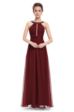 A-Line Lace and Chiffon Long Prom Evening Formal Dresses ED011669