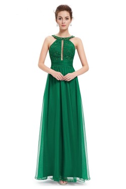 A-Line Lace and Chiffon Long Prom Evening Formal Dresses ED011669