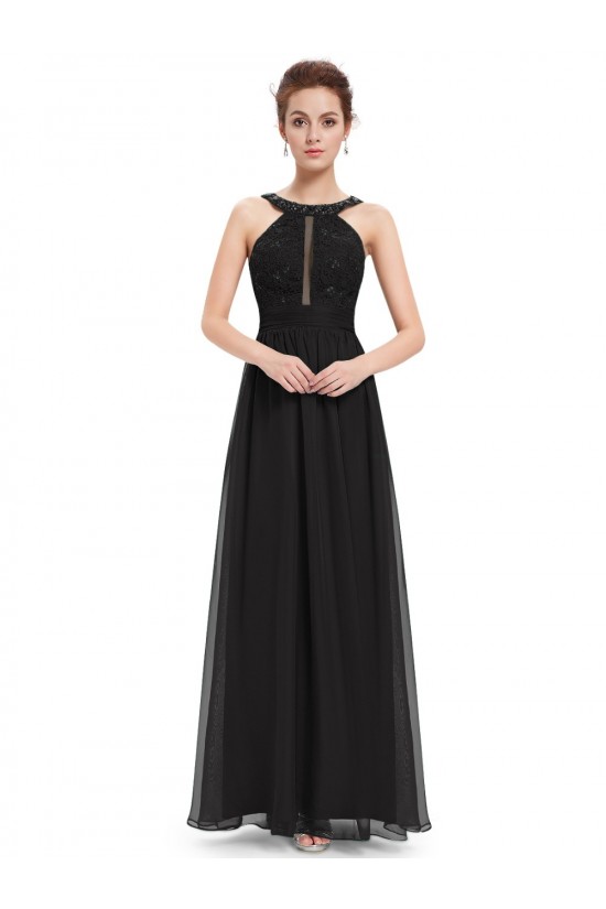 A-Line Lace and Chiffon Long Prom Evening Formal Dresses ED011669