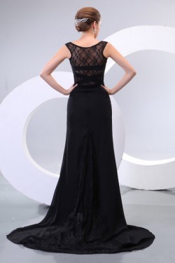 Long Black Chiffon and Lace Prom Evening Formal Party Dresses ED010167
