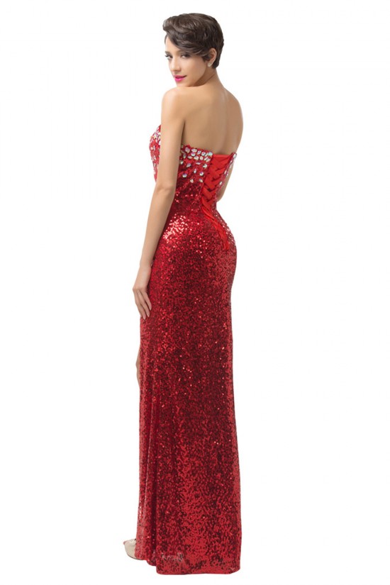 Sheath Sweetheart Sequins Beaded Long Prom Evening Formal Dresses ED011671