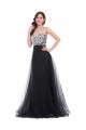 A-Line Sweetheart Beaded Long Black Prom Evening Formal Dresses ED011672